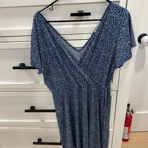 Blue Sequin Ruched Maxi Sundress